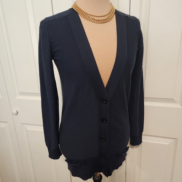 SEE BY CHOLE' Bow Pocket Navy Blue Cardigain - Picture 3 of 9